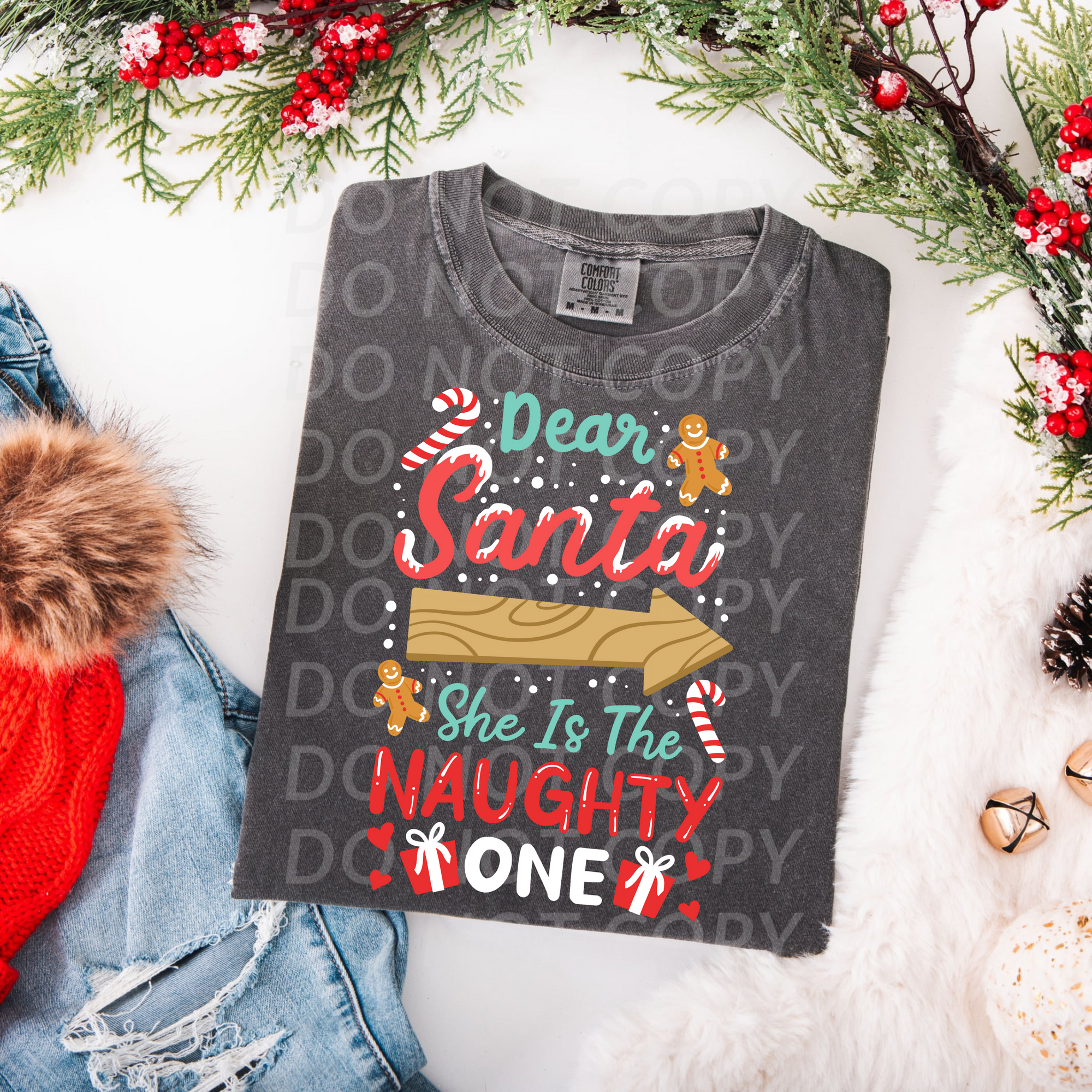 Dear Santa She is the Naughty One...DTF Single Print