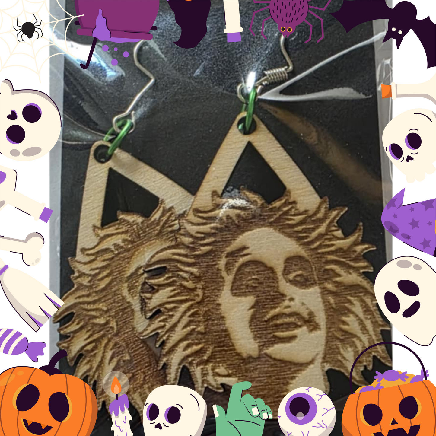 Beetlejuice Earrings (Wooden)