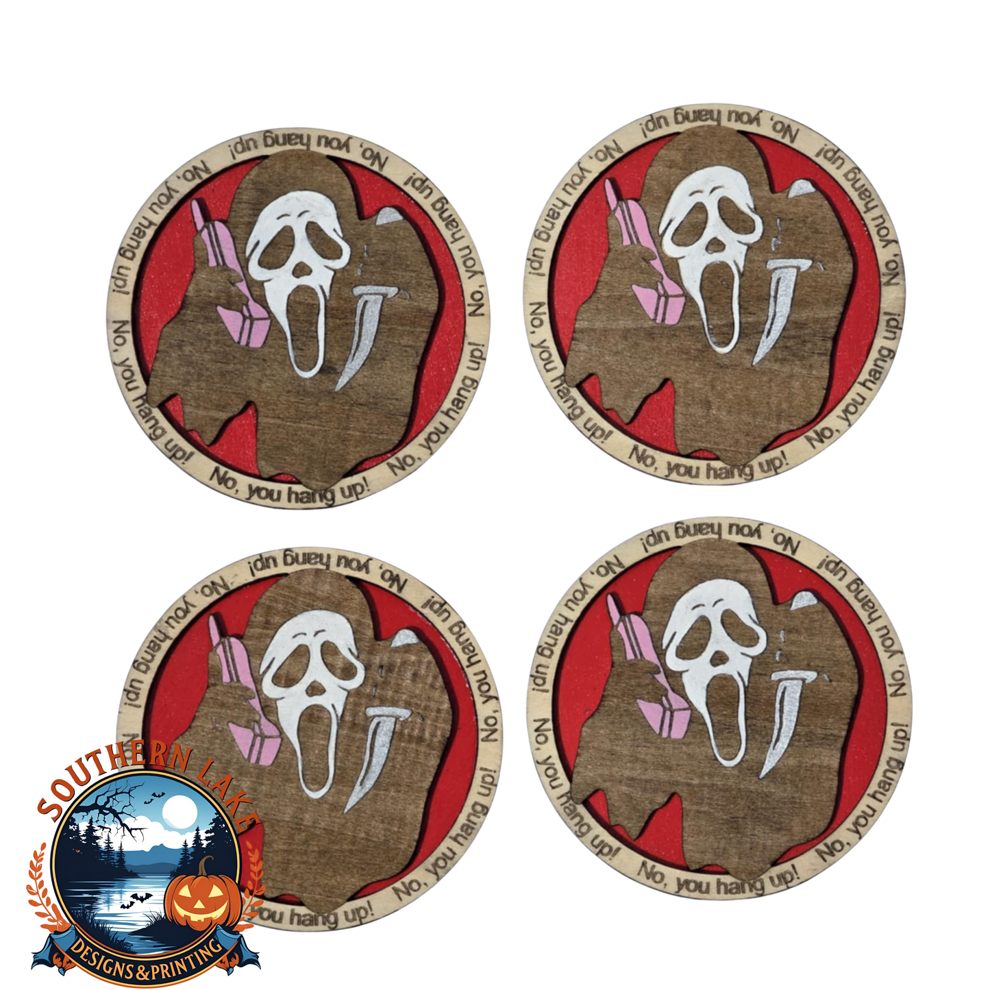 Ghost Face Coasters Hand Painted