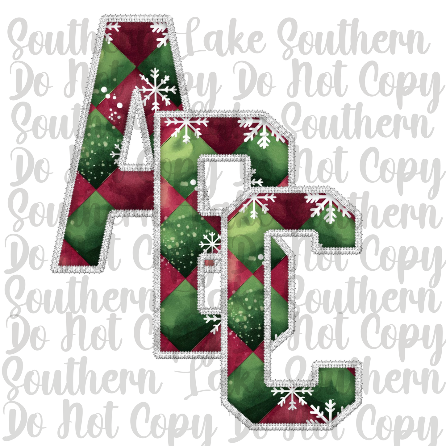 Red, Green, Snowflake Plaid Alpha Digital Set