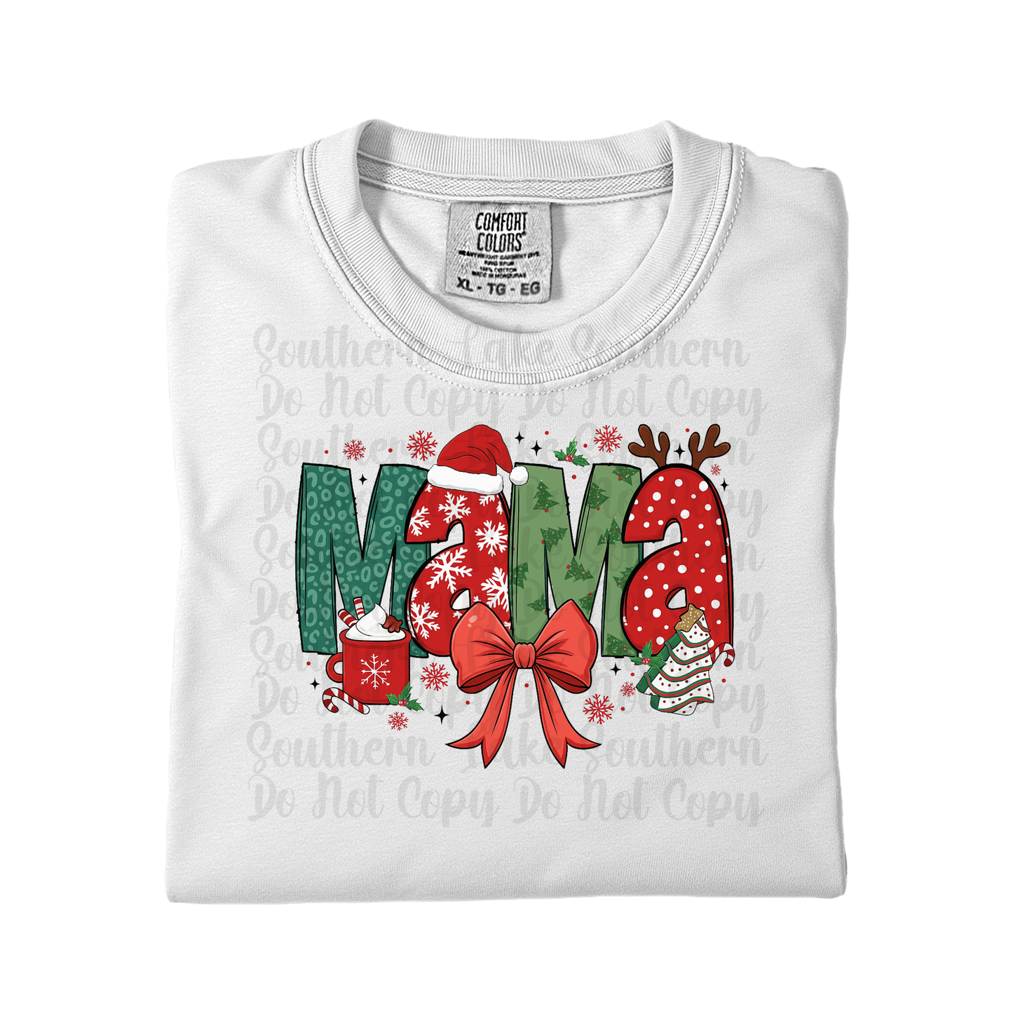 Mama Christmas Reindeer Santa Hat DTF Single Print