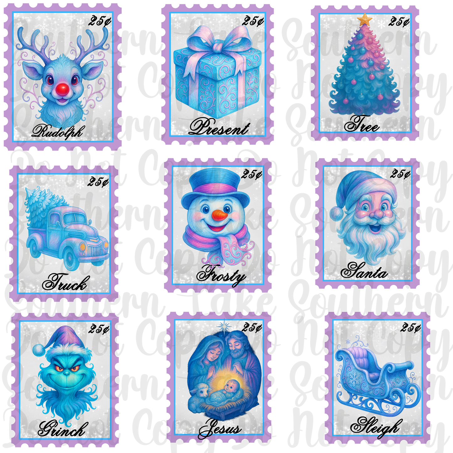 Pastel Stamps (Set of 9) Digital