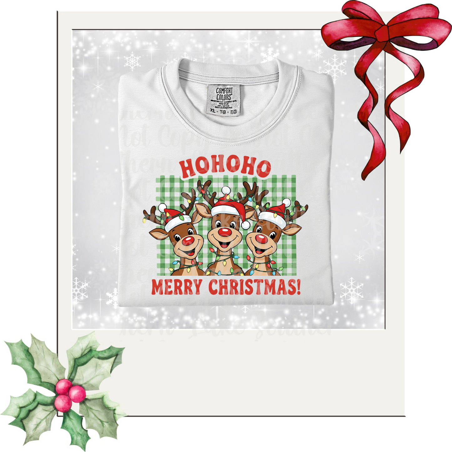 Hohoho Merry Christmas Reindeer DTF Single Print