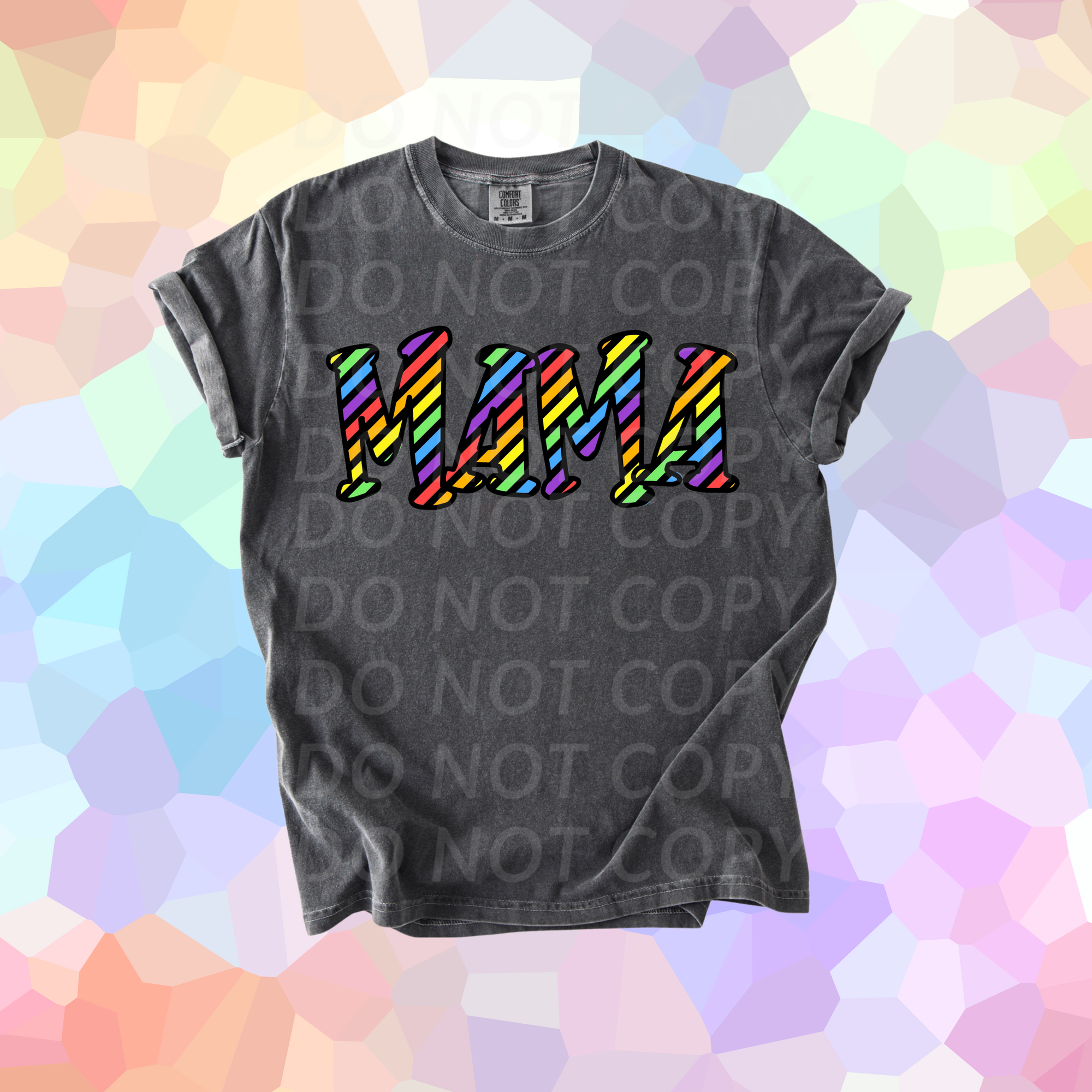 Colorful diagonal stripe Mama... DTF Single Print