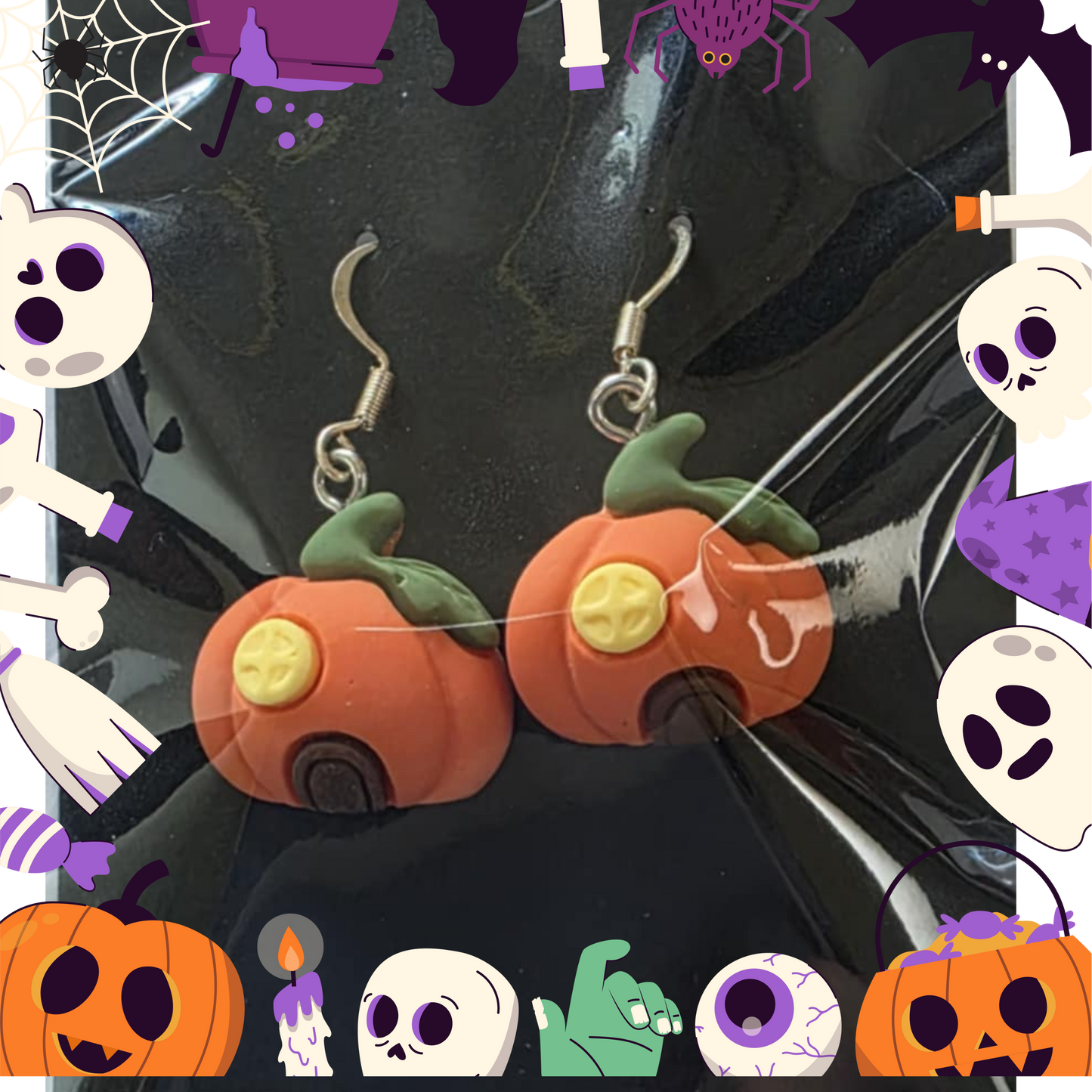 Pumpkin House Earrings (Clay)