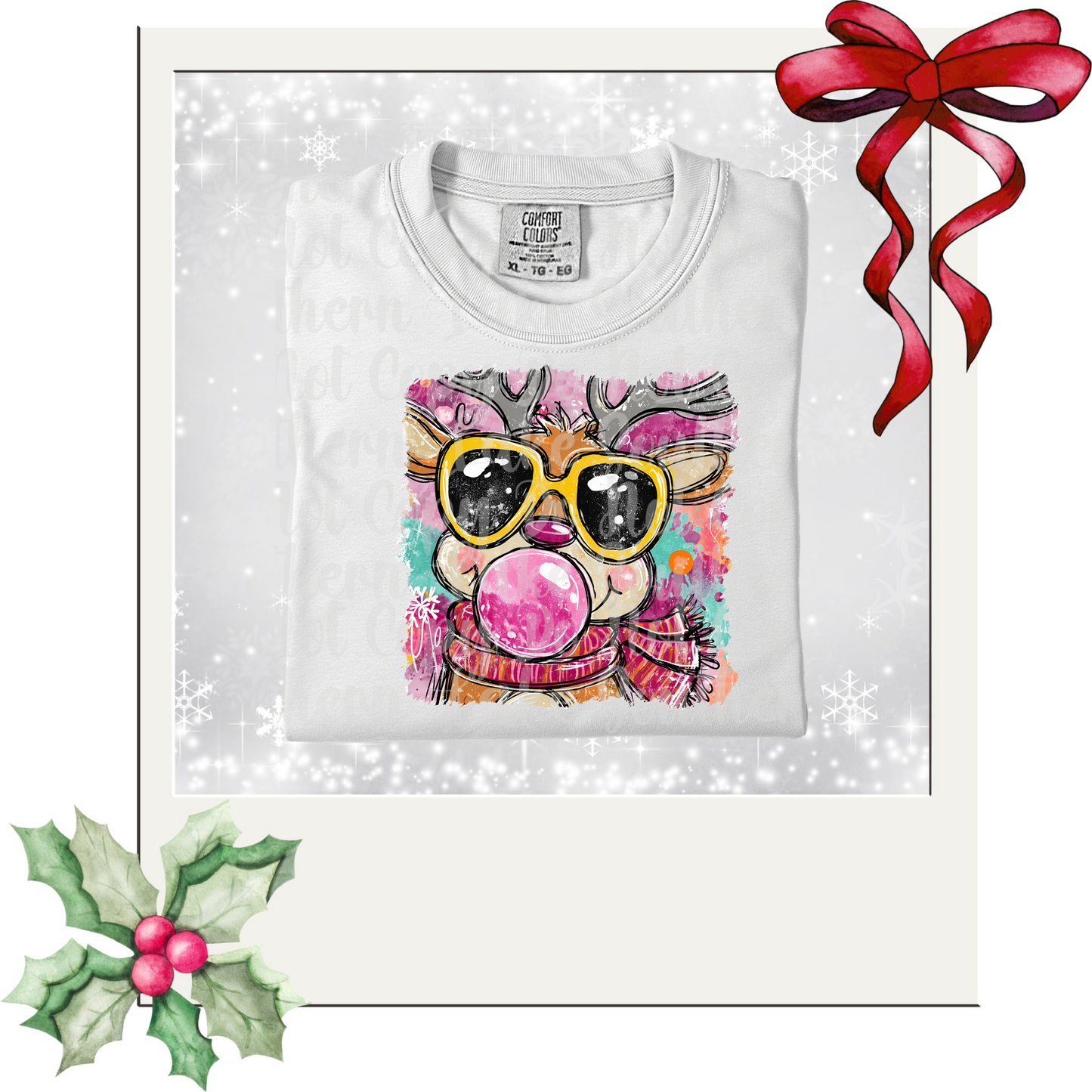 Preppy Reindeer with Bubble Gum DTF Single Print