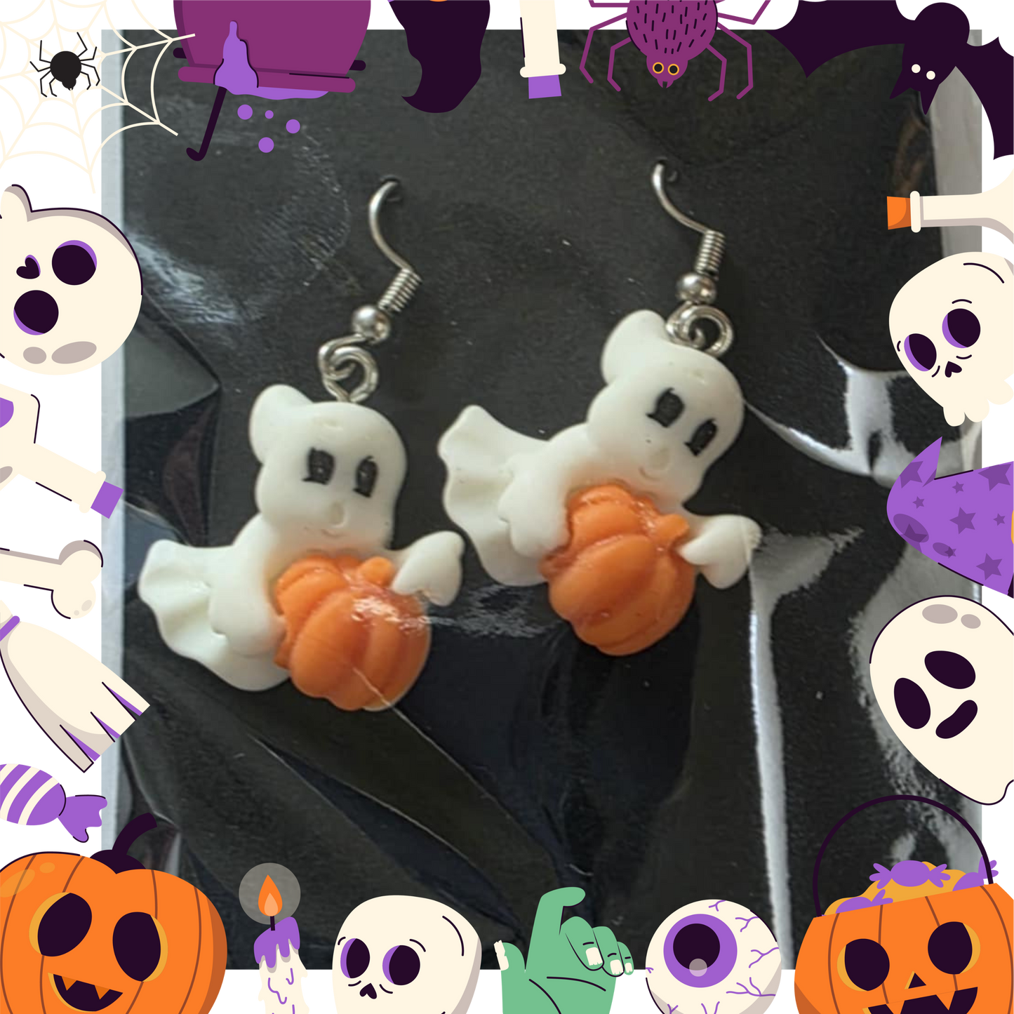 White Ghost with Pumpkin (Clay)