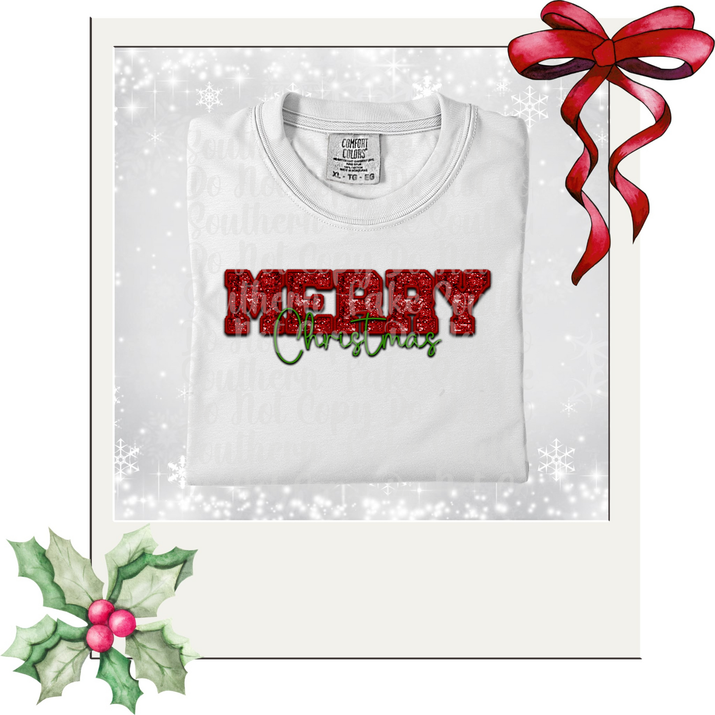 Merry Christmas (Glitter) DTF Single Print