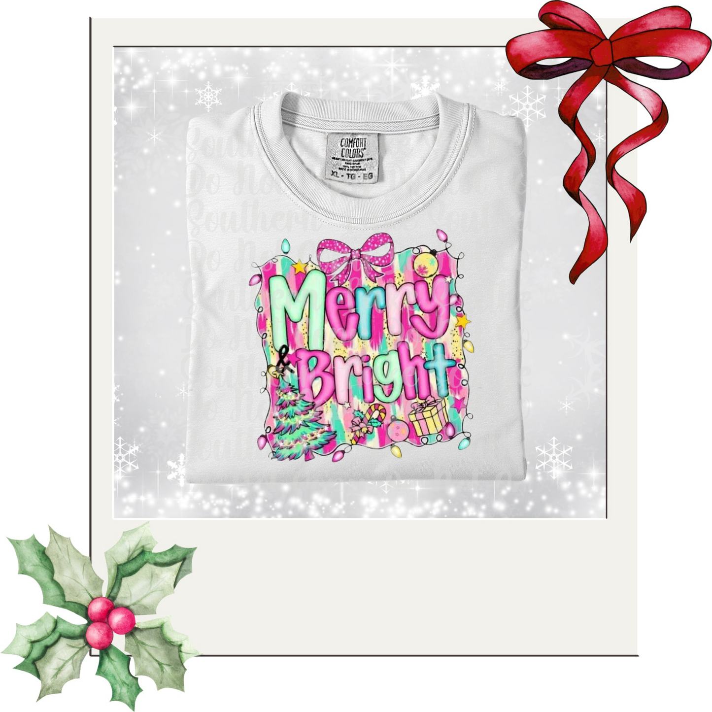 Merry and Bright DTF Single Print