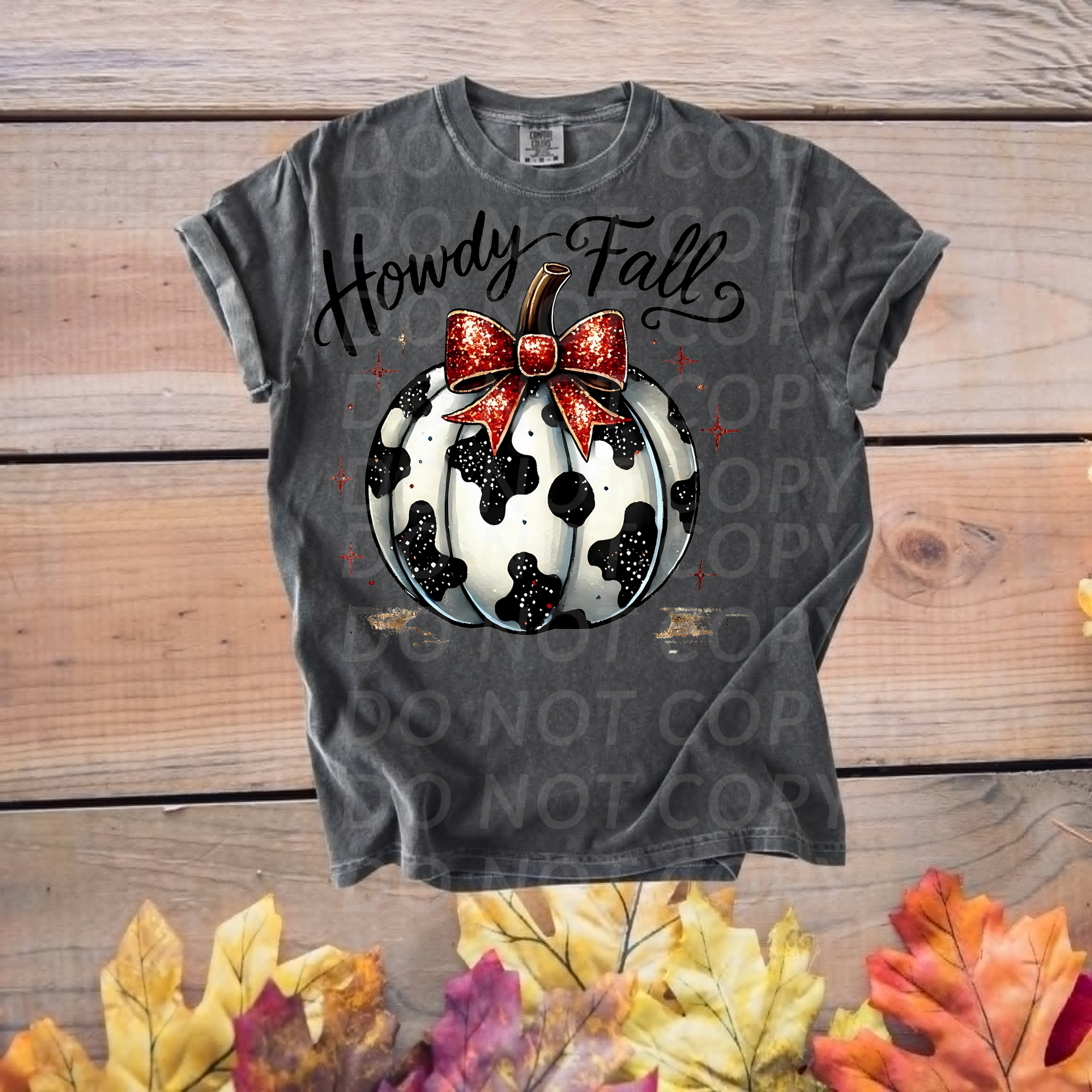 Howdy Fall Red Sparkly Bow...DTF Single Print