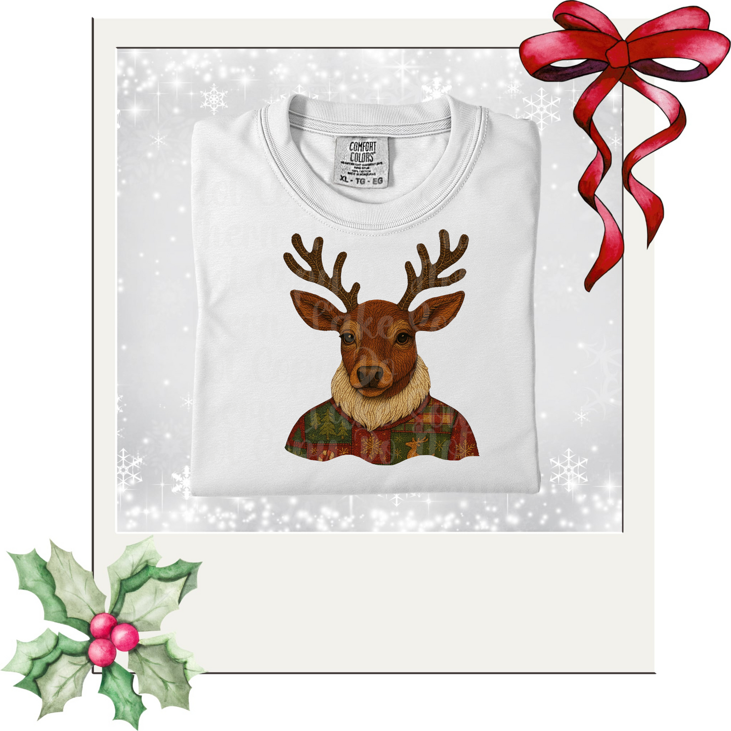 Yarn Christmas Reindeer DTF Single Print