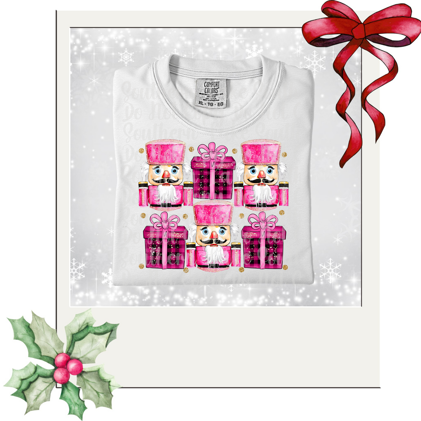 Pink Nutcracker and Presents DTF Single Print