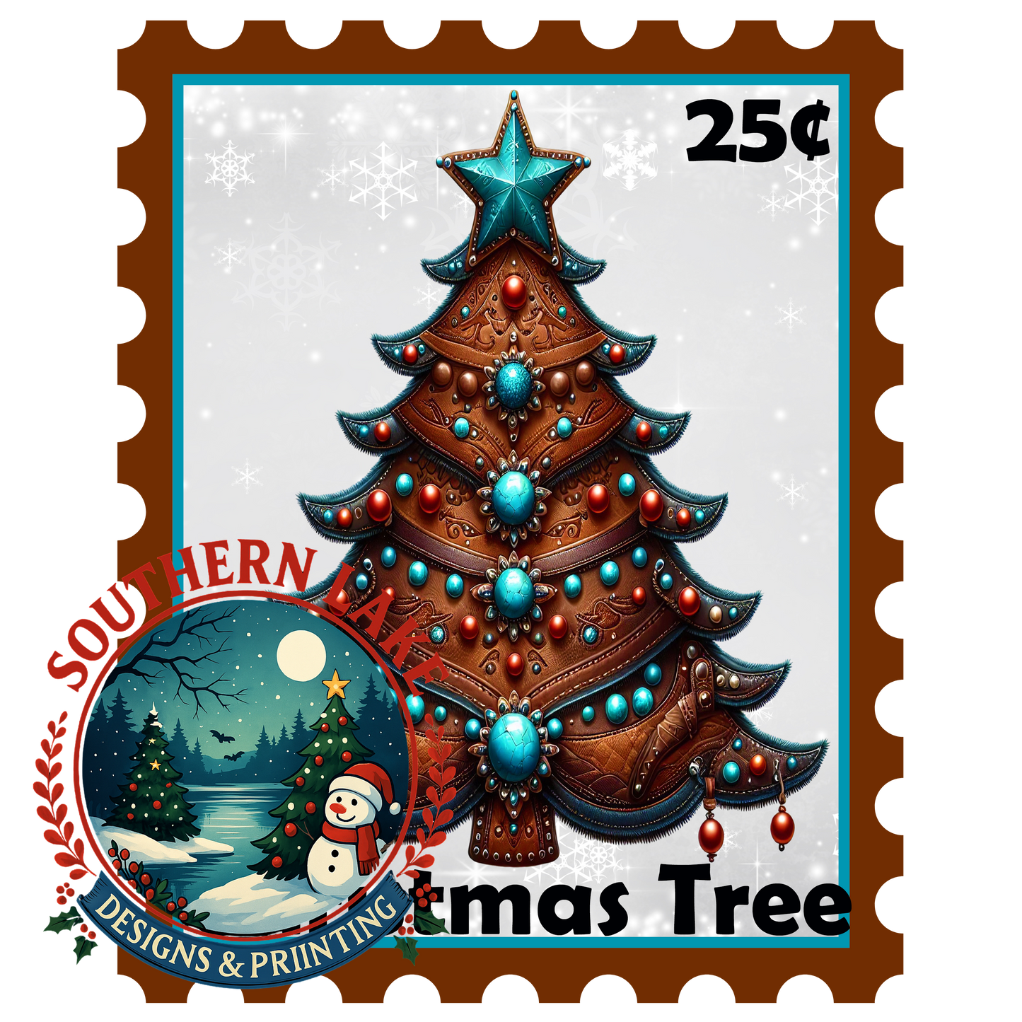 Christmas Tree Western Stamp Digital