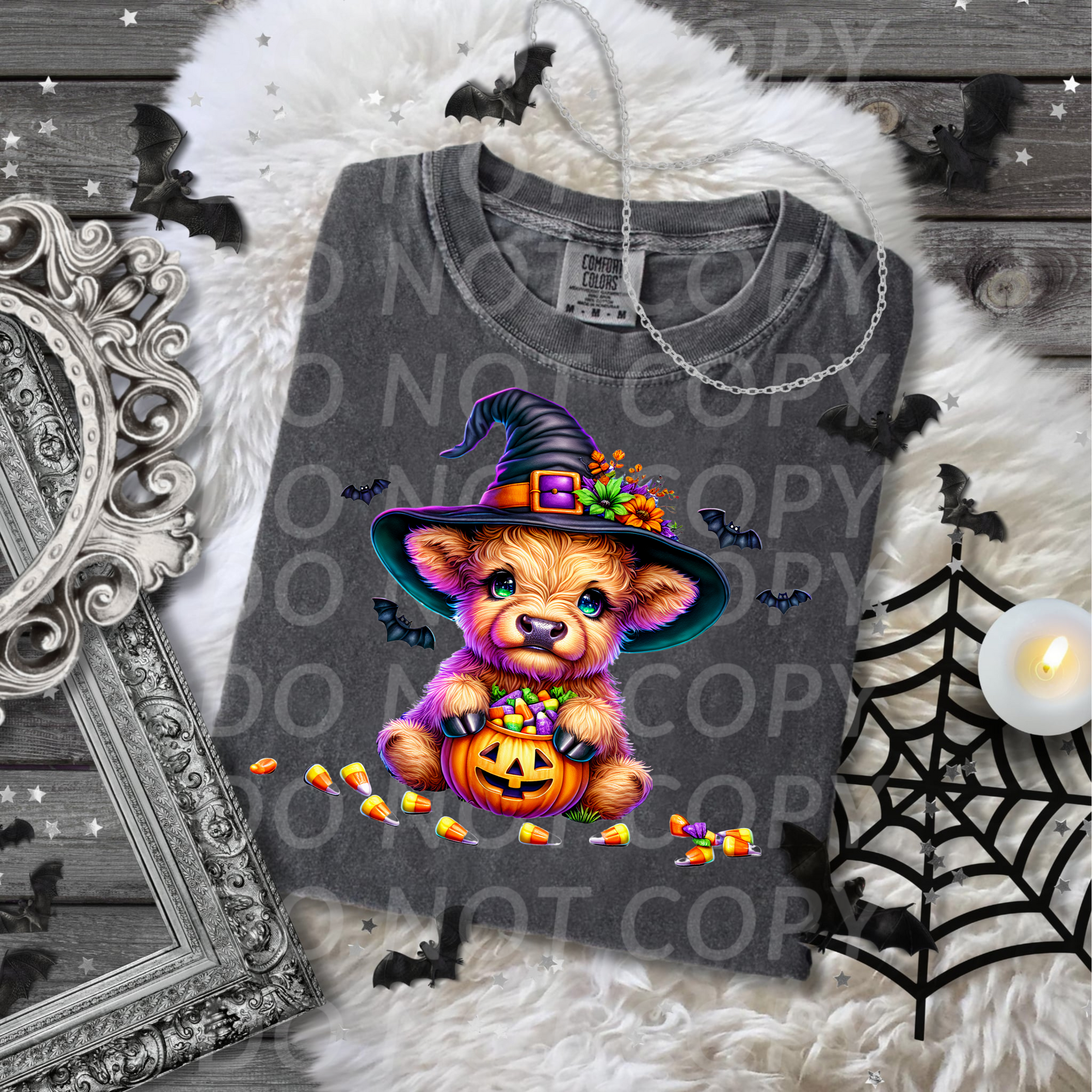 Witch Cow with Candy Corn...DTF Single Print