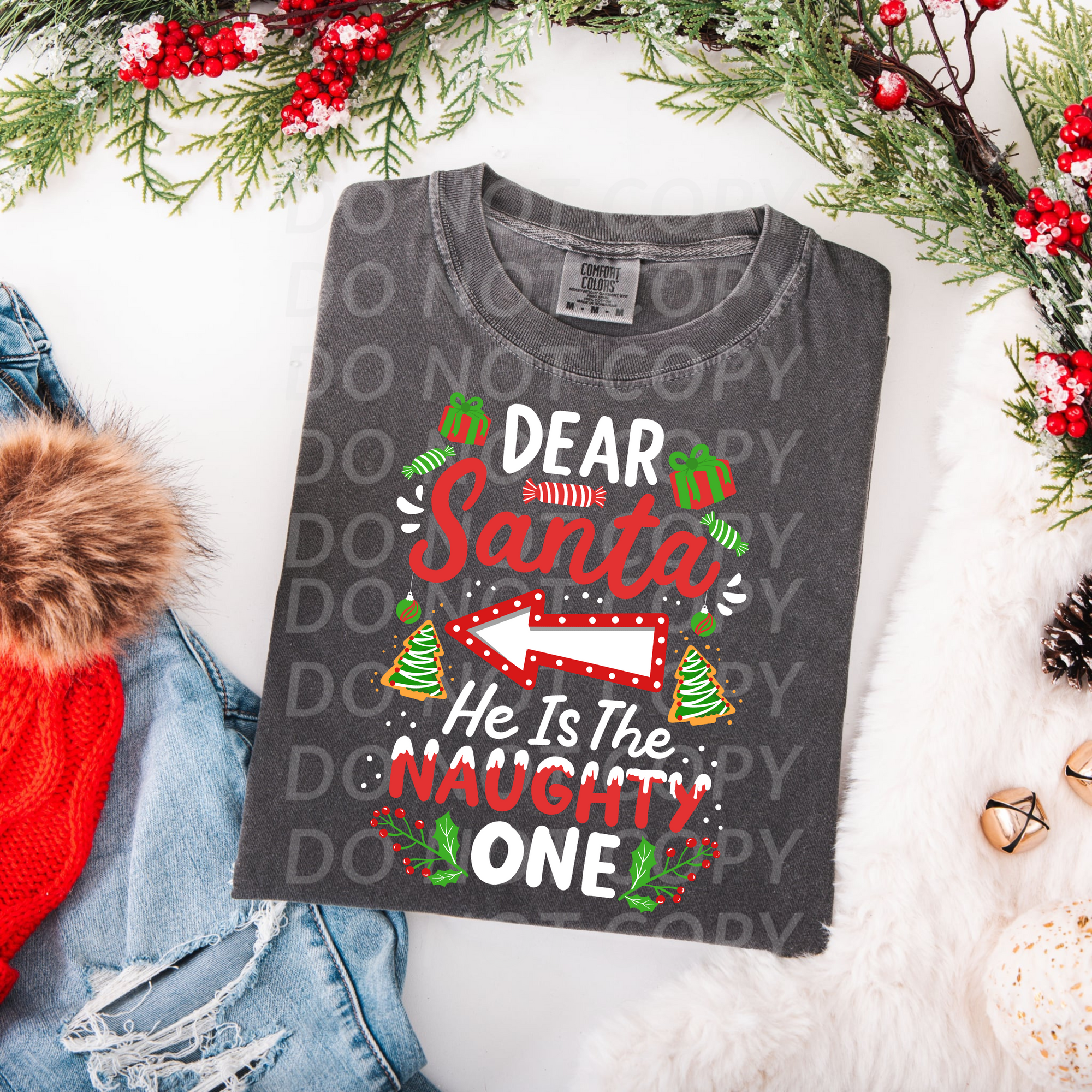 Dear Santa He is the Naughty One...DTF Single Print