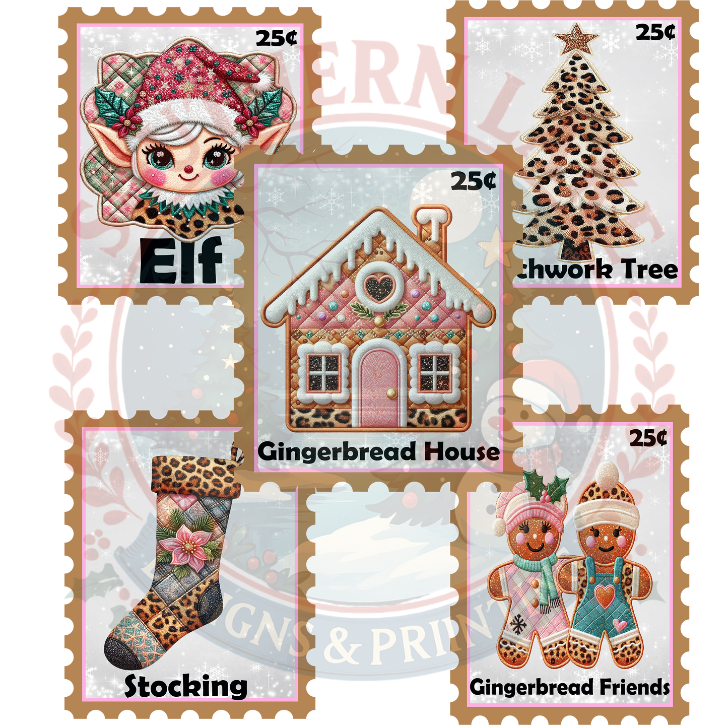 Faux Embroidery Patchwork Stamps Collection 2 Digital
