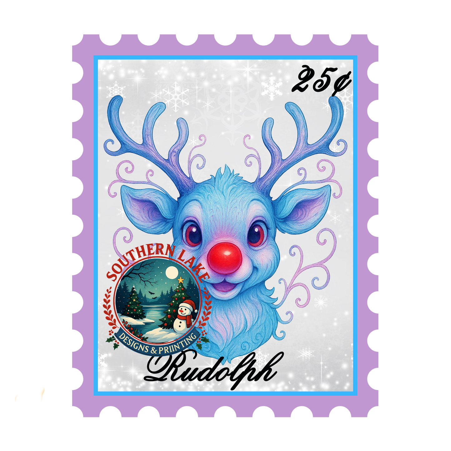 Pastel Rudolph Stamp Digital