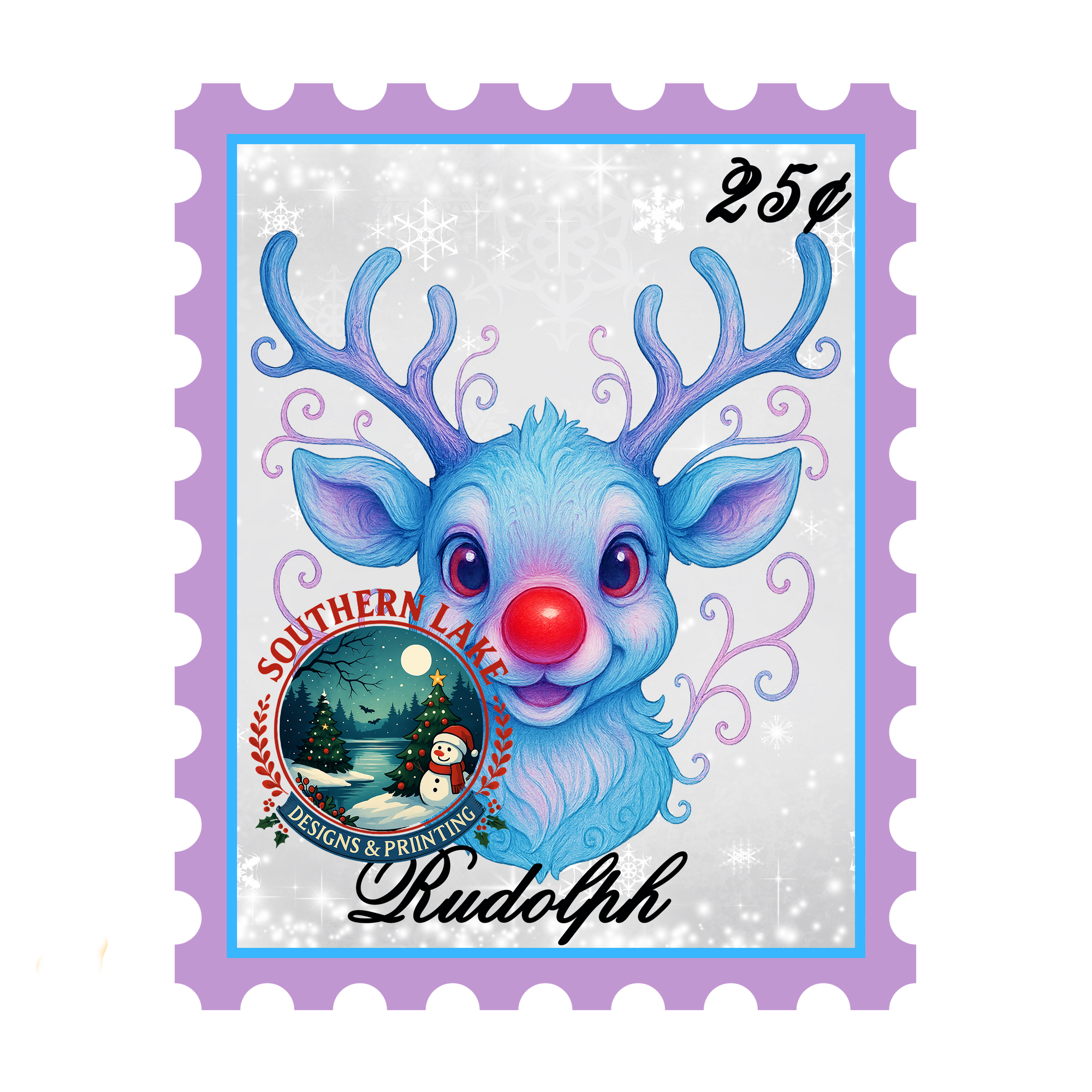 Pastel Rudolph Stamp Digital