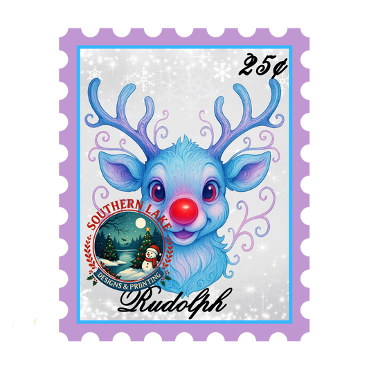 Pastel Rudolph Stamp Digital