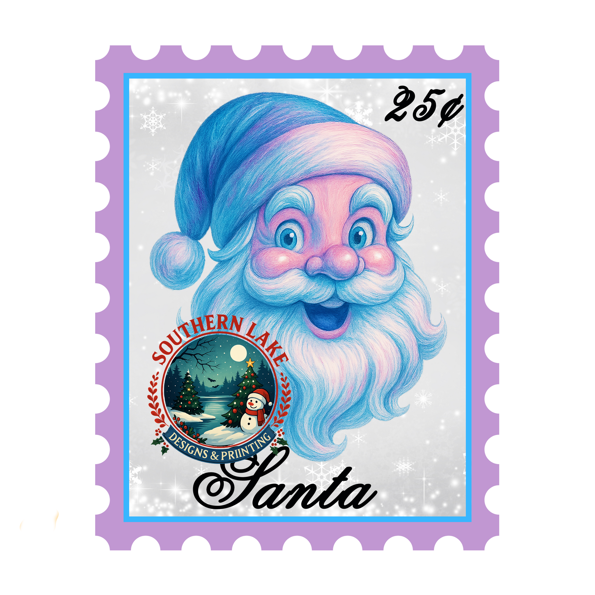 Pastel Santa Stamp Digital
