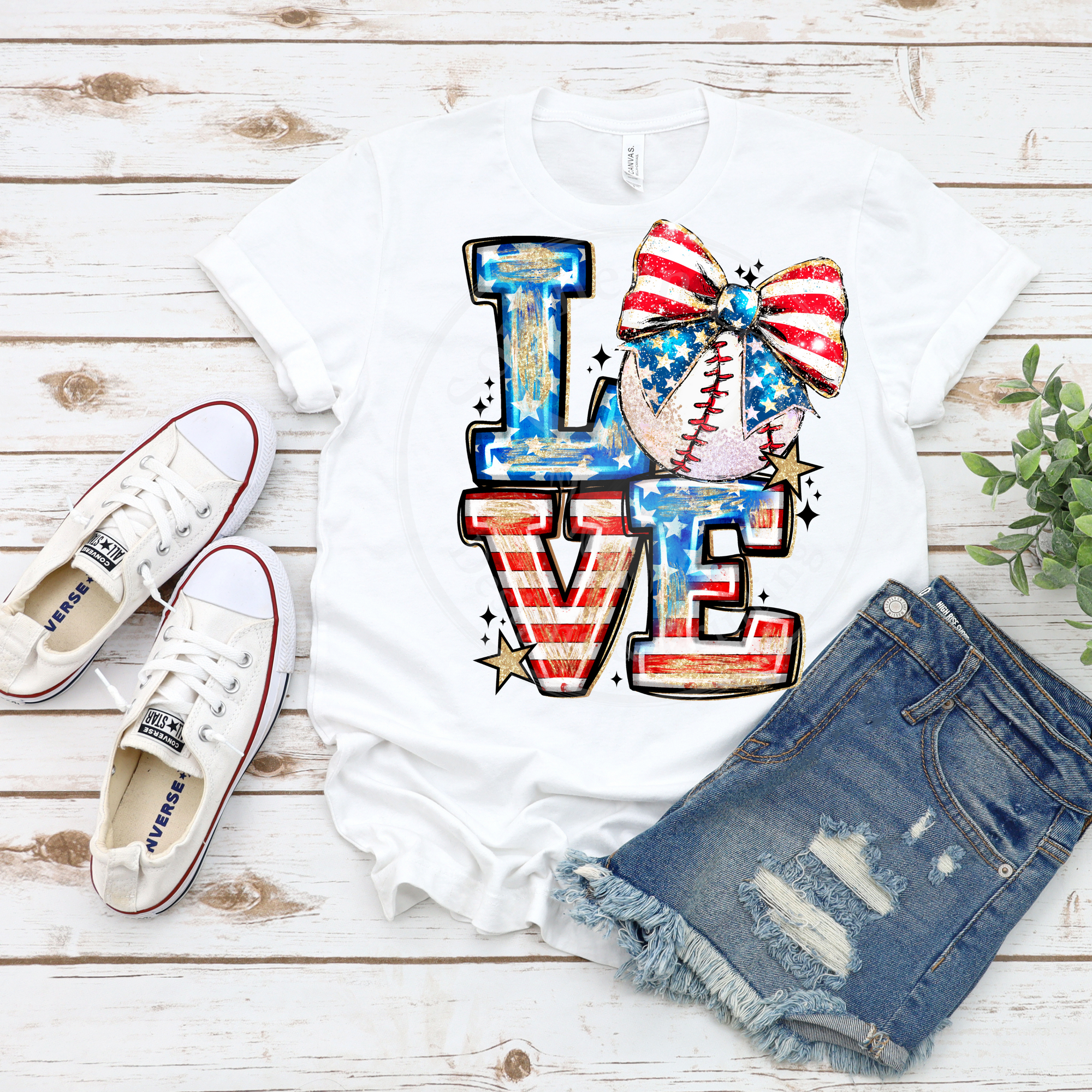 America LOVE Baseball DTF Single Print