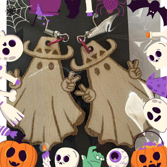 Boo Haw Peace Earrings (Wooden)