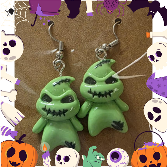 Green Boogie Man Earrings (Acrylic)