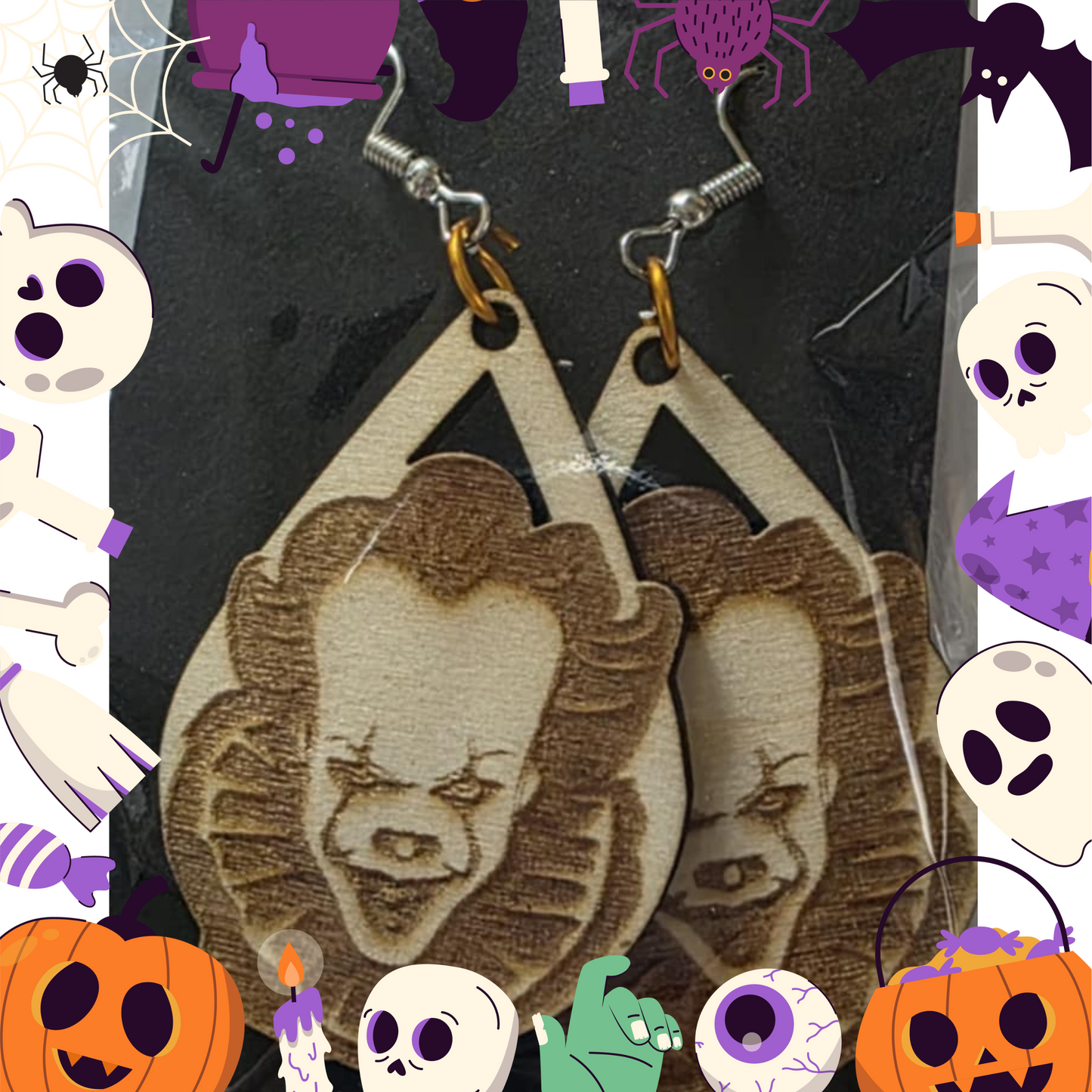 Pennywise Earrings (Wooden)