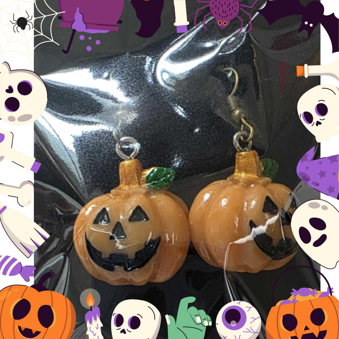 Jack-O-Lantern Earrings Acrylic