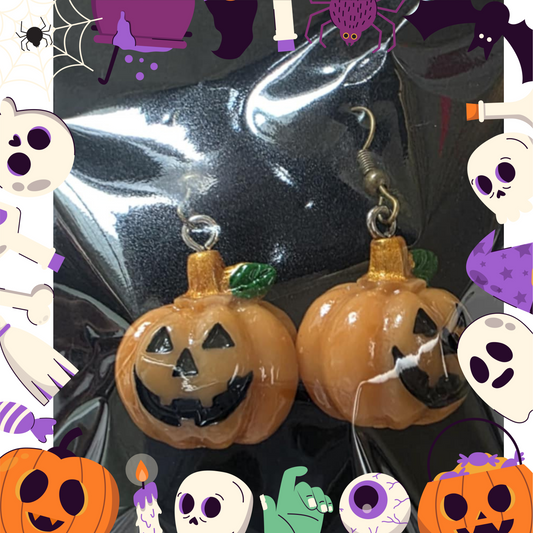 Jack-O-Lantern Earrings Acrylic