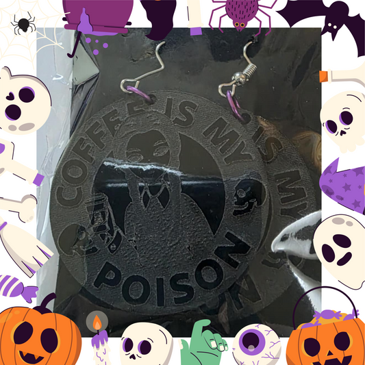 Coffee Is My Poison Wednesday Earrings (Acrylic)