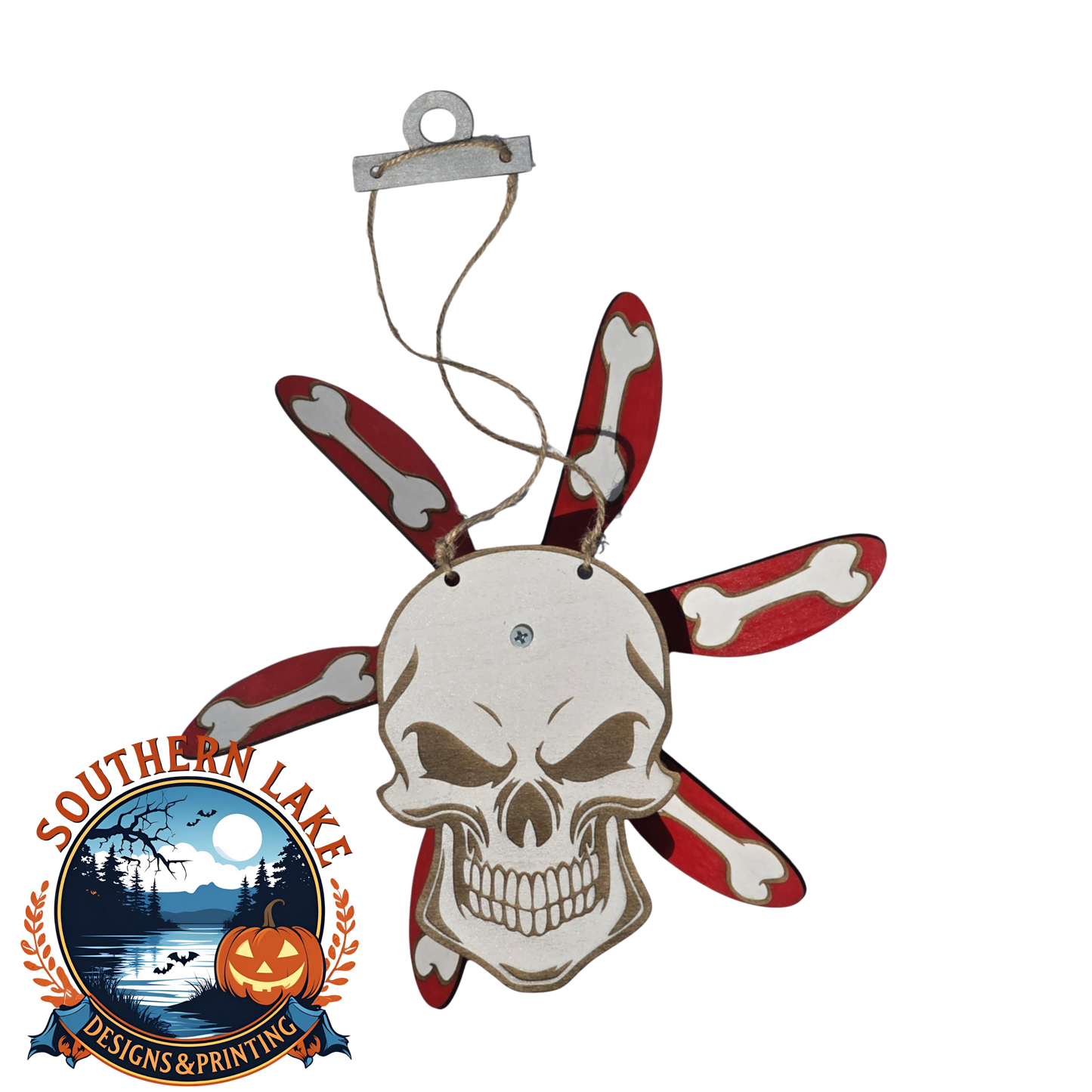 Skull and Bone Wind Spinner