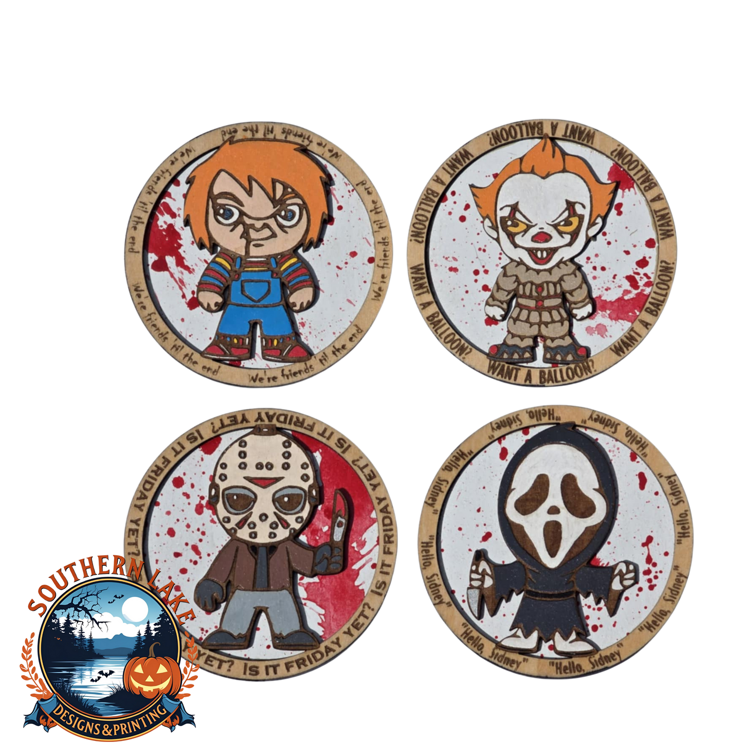 Horror Coasters Hand Painted