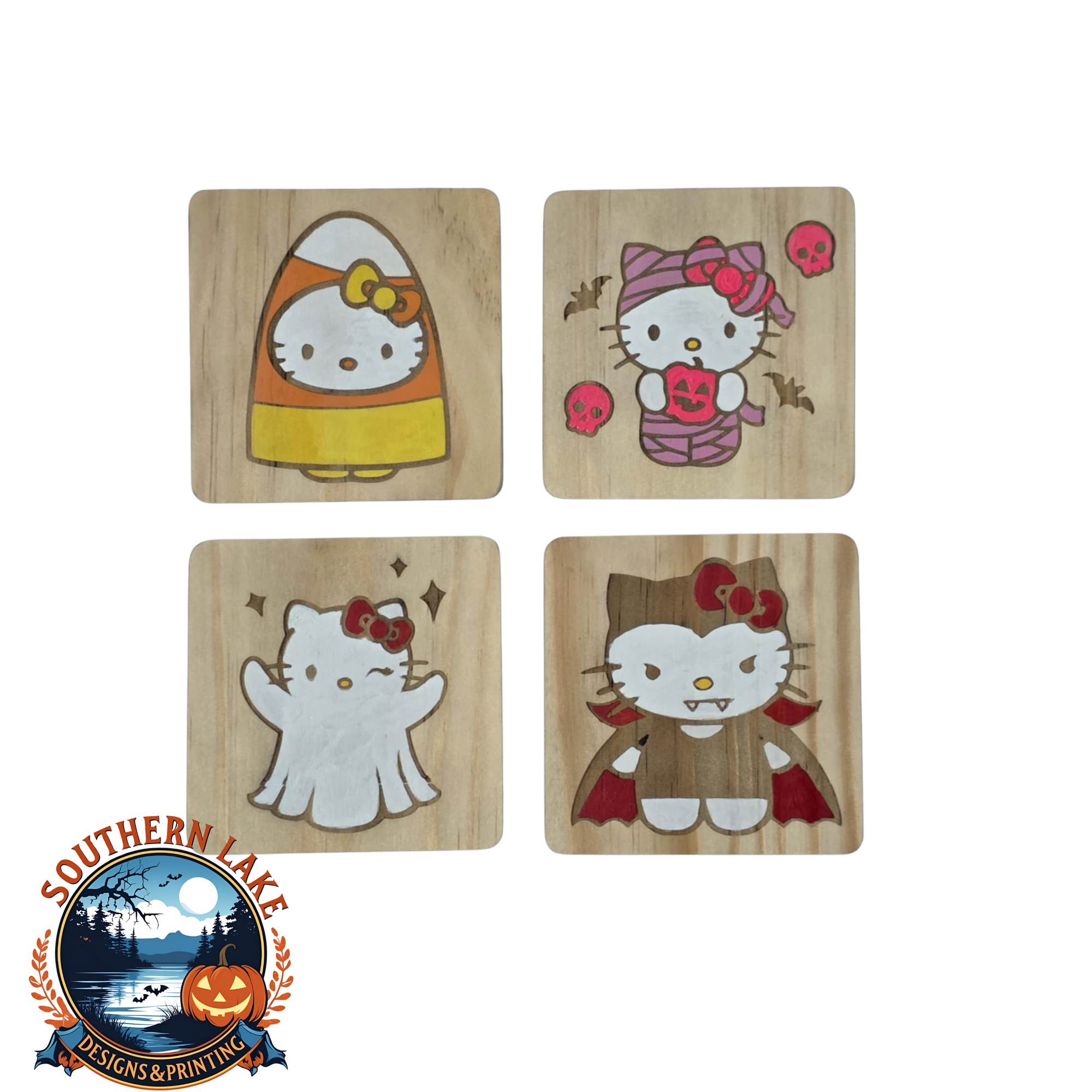 Custom Kitty Coasters Hand Painted