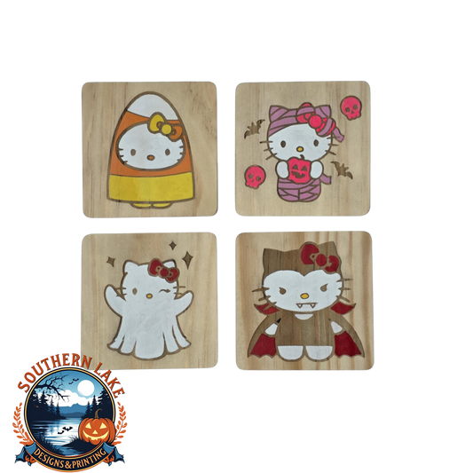 Custom Kitty Coasters Hand Painted
