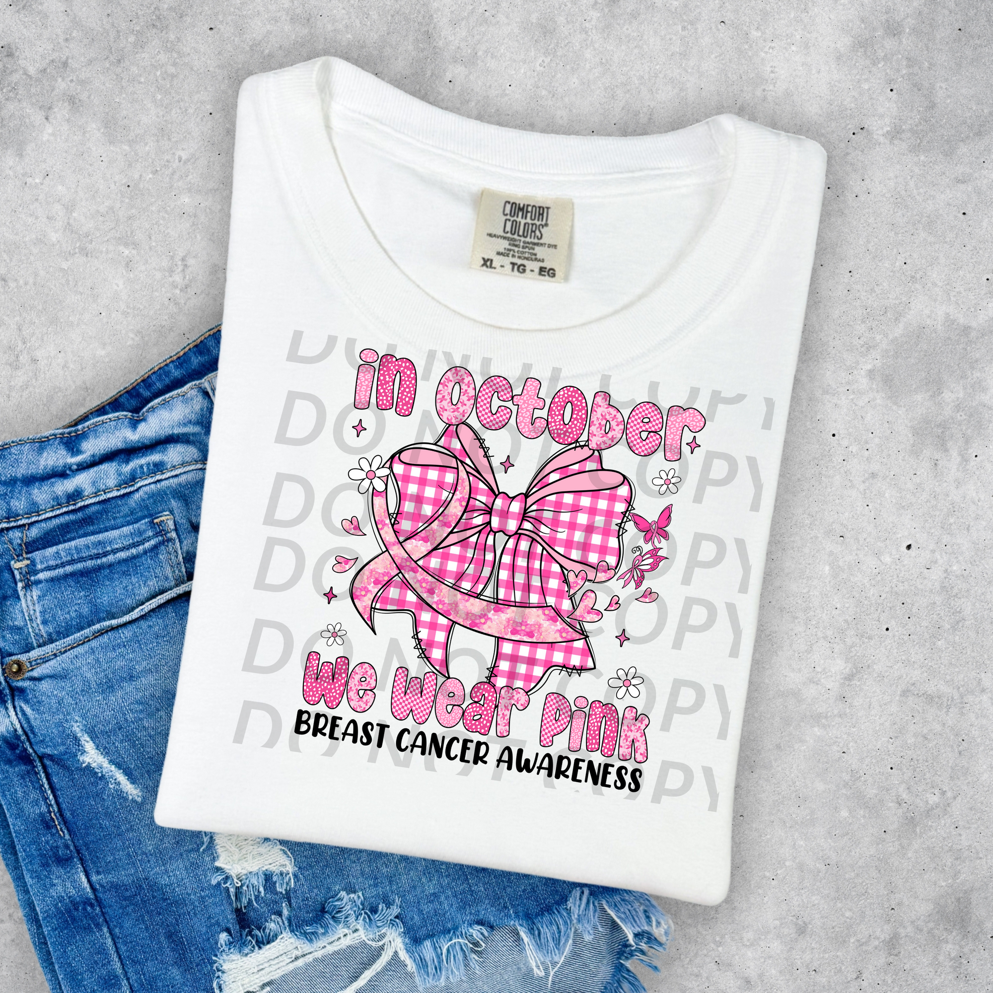 In October We Wear Pink Bow DTF Single Print