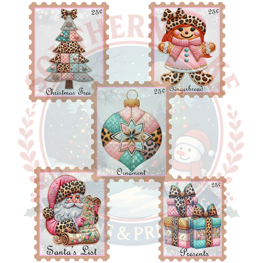 Faux Embroidery Patchwork Christmas Stamps Digital