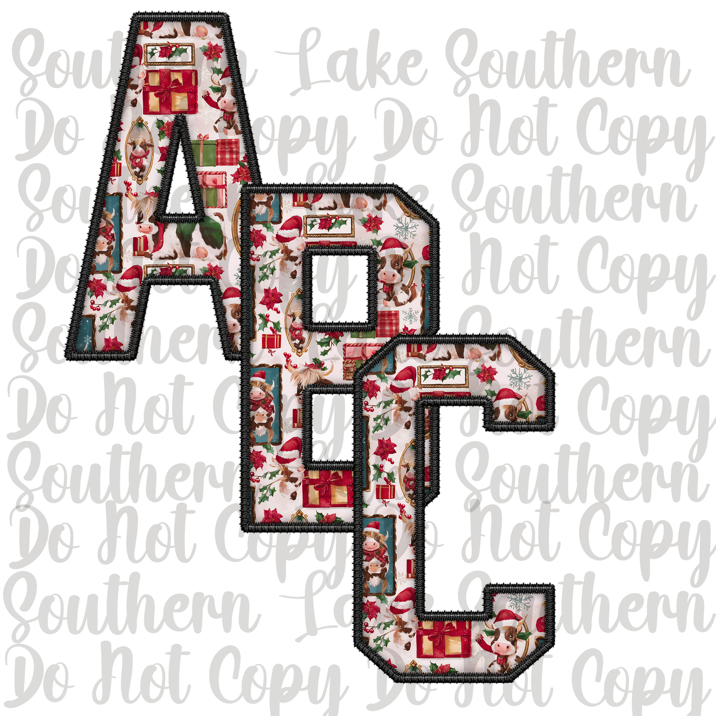 Cow Christmas Portrait Alpha Digital Set