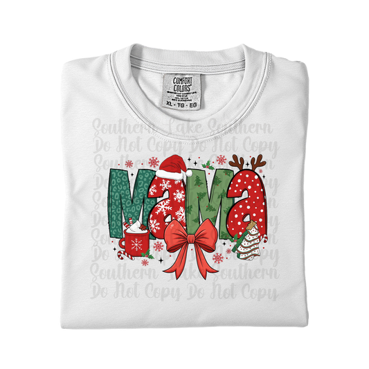 Mama Christmas Reindeer Santa Hat DTF Single Print