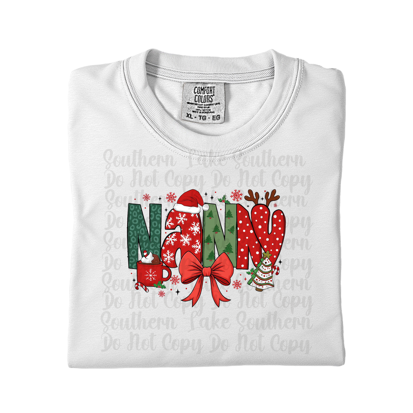 Nanny Christmas Reindeer Santa Single DTF Print