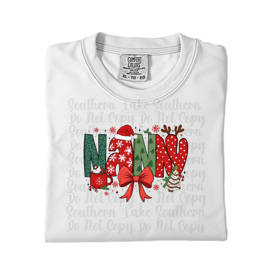 Nanny Christmas Reindeer Santa Single DTF Print