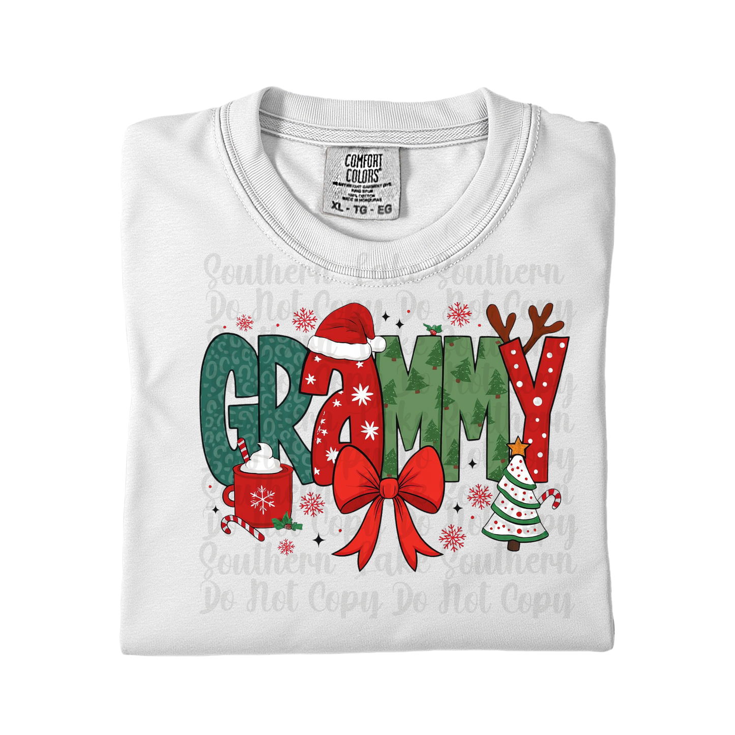 Grammy Christmas Reindeer Santa Hat DTF Single Print