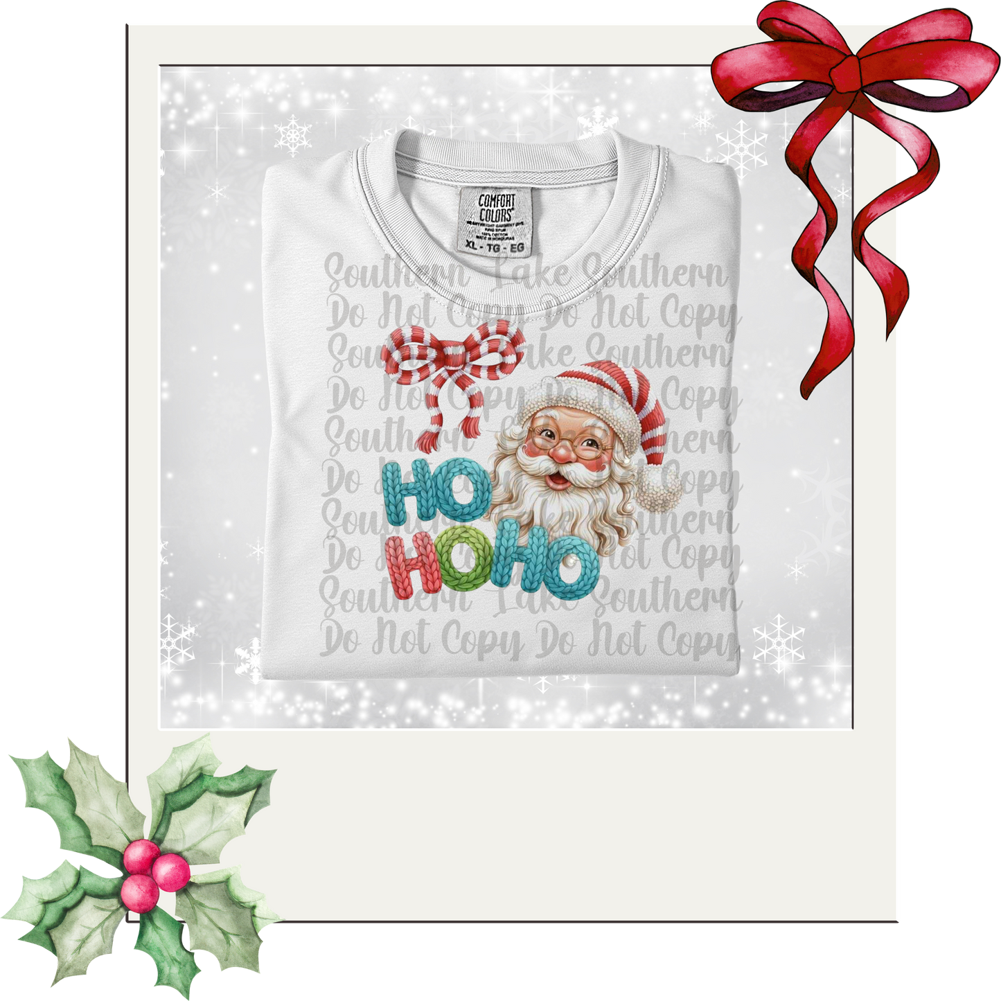 Crochet HO HO HO and Santa DTF Single Print