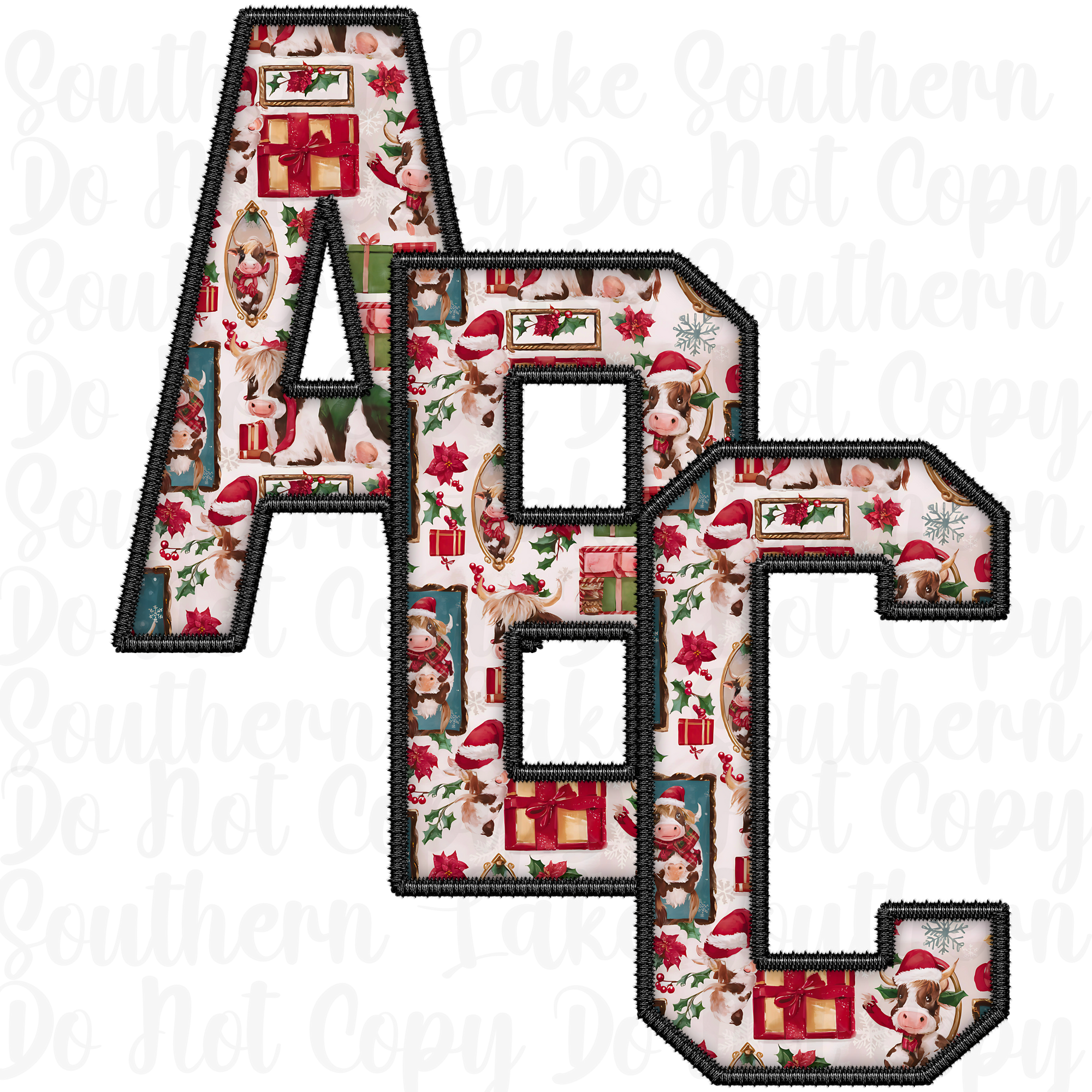 Cow Christmas Portrait Alpha Digital Set