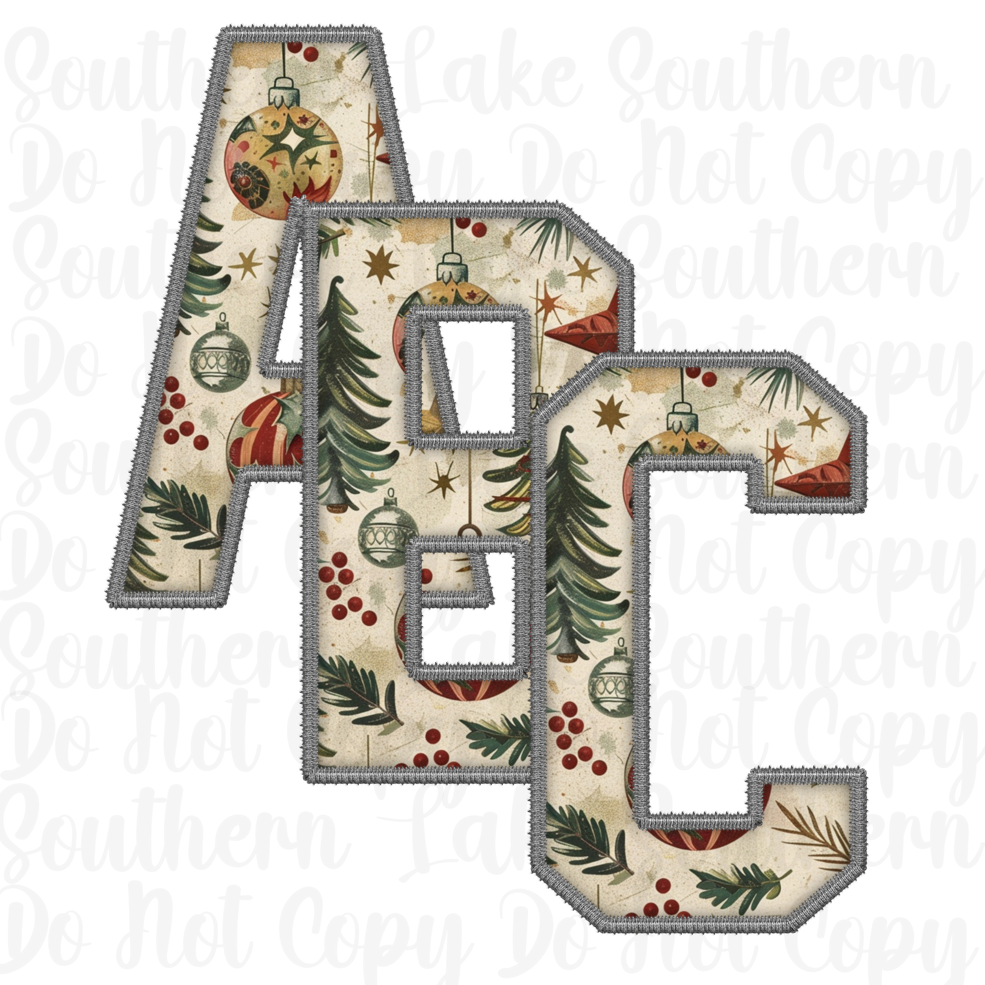 Christmas Vintage Alpha Digital Set 2