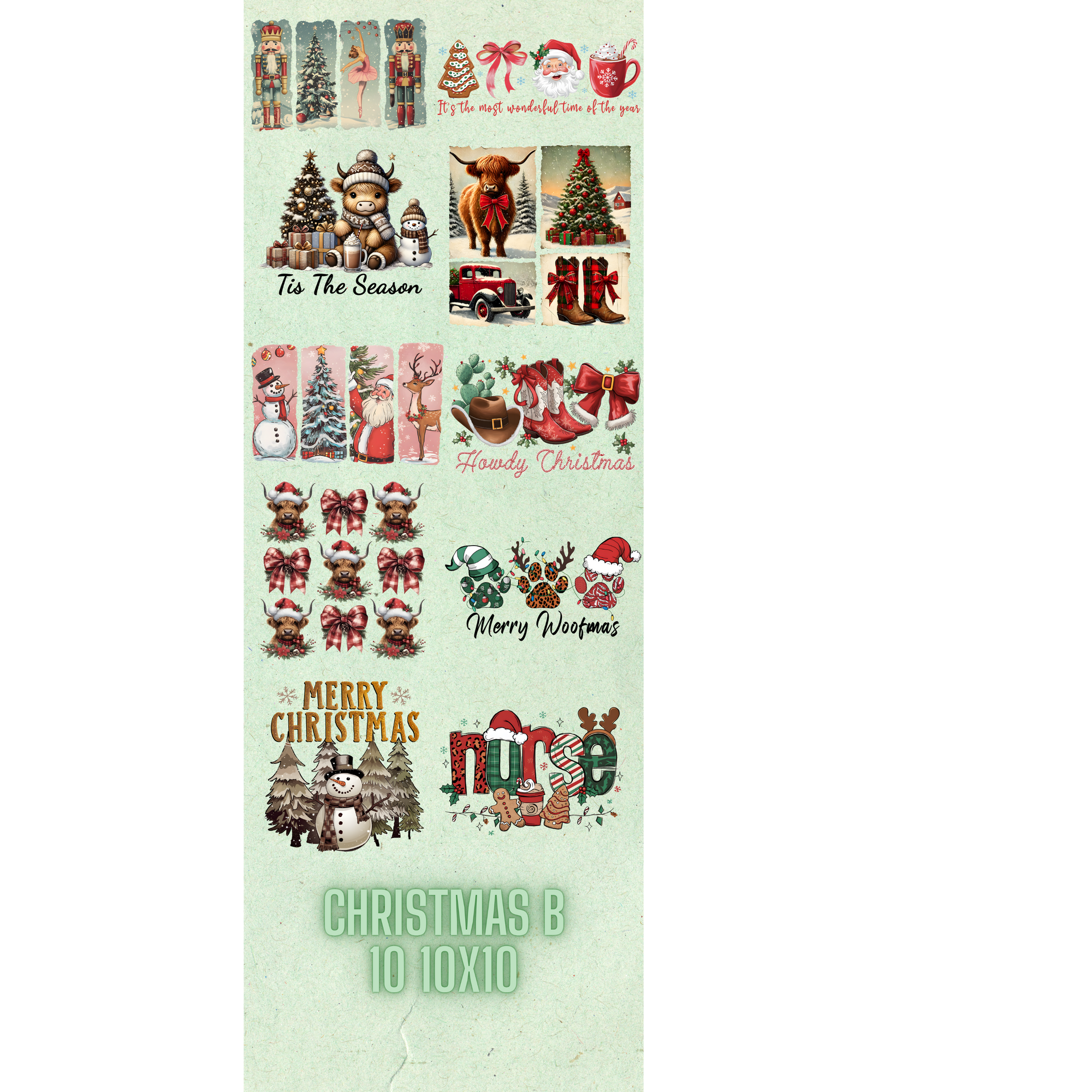Christmas B 10 10x10 Prints...DTF Gangsheet