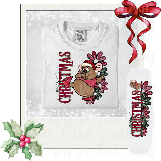 Floral Merry Christmas Gus Gus DTF Single Print