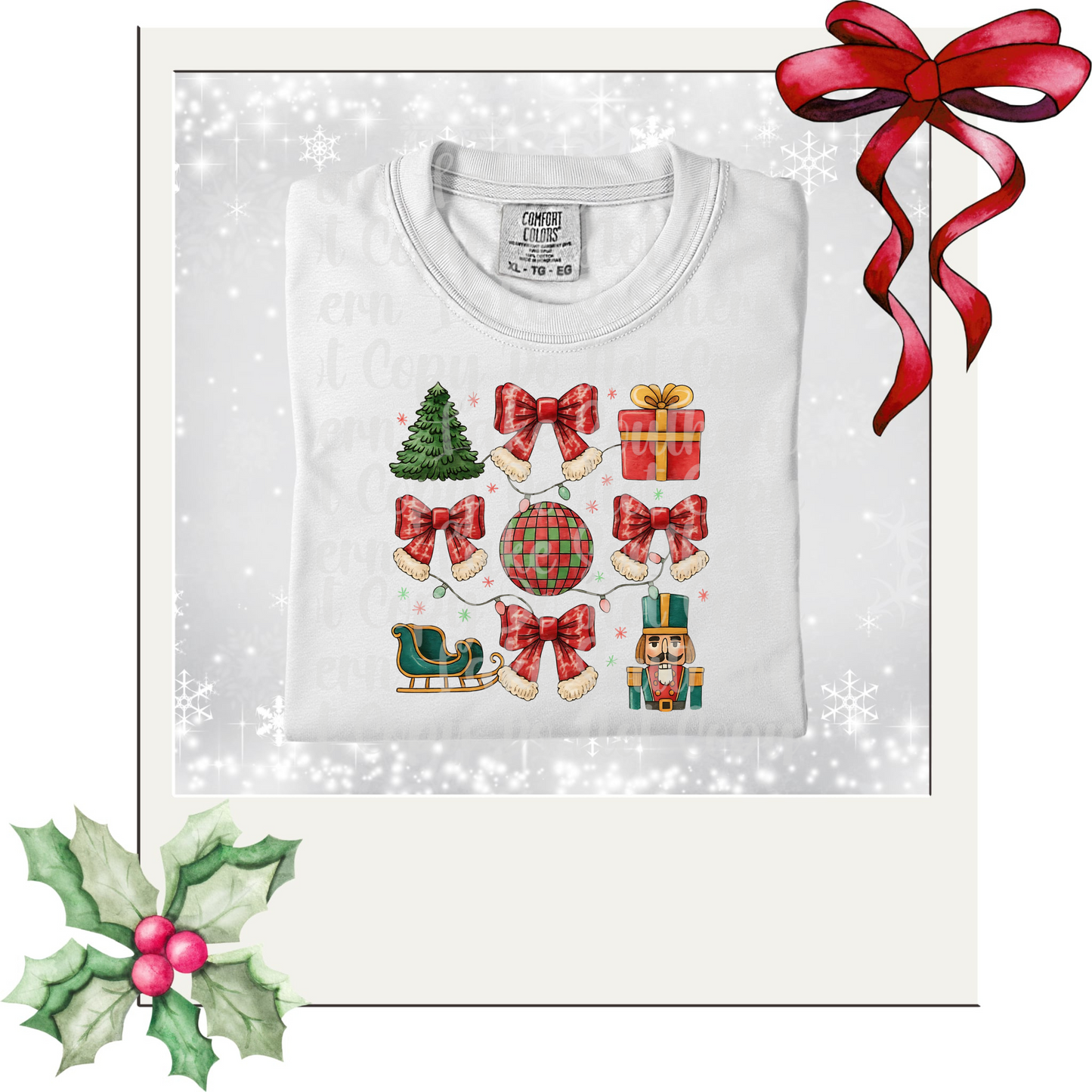 Christmas items and Bows DTF Single Print