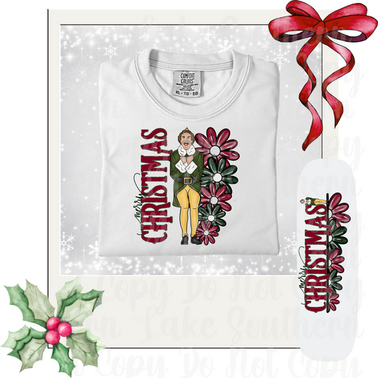 Floral Merry Christmas Elf DTF Single Print