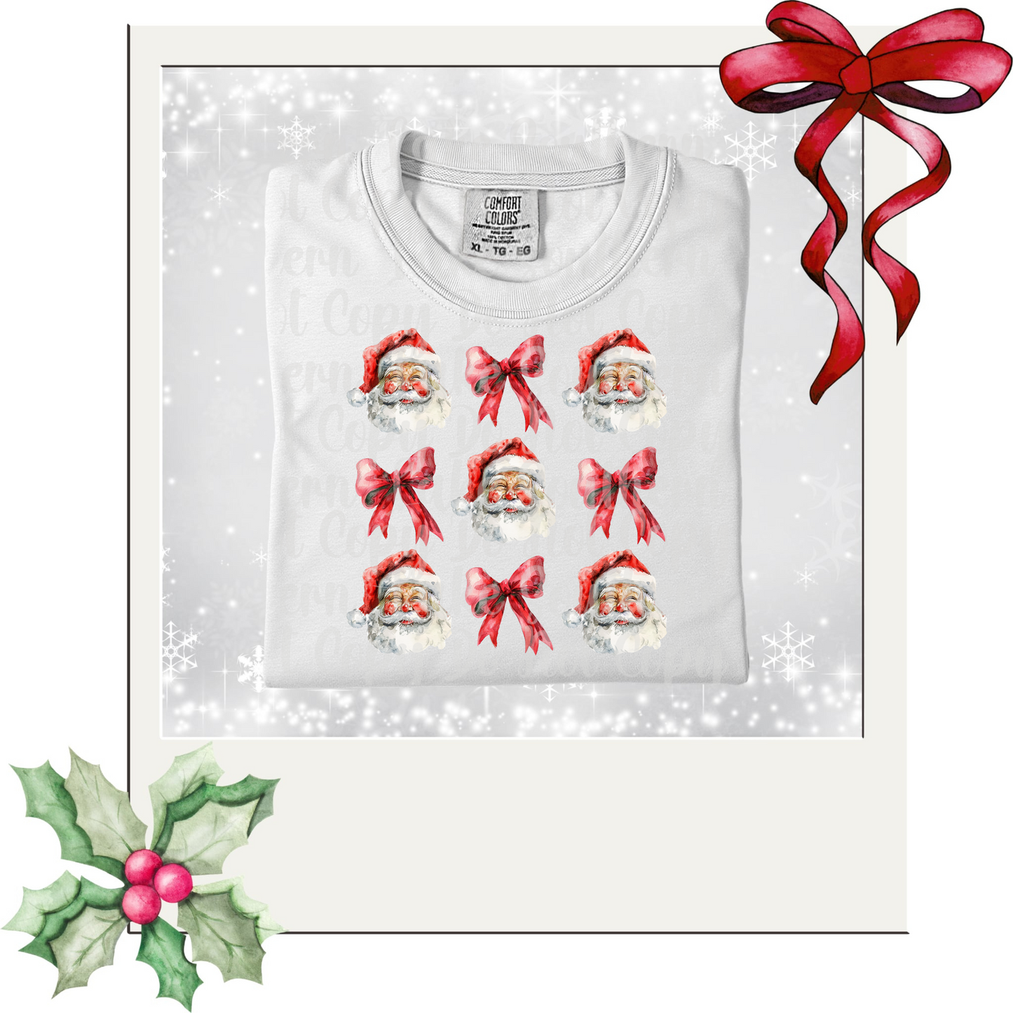 Santas and bows DTF Single Print